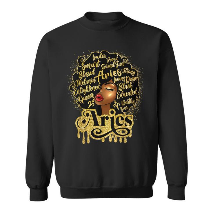 African American Birthday Afro Natural Hair Aries Girl Sweatshirt