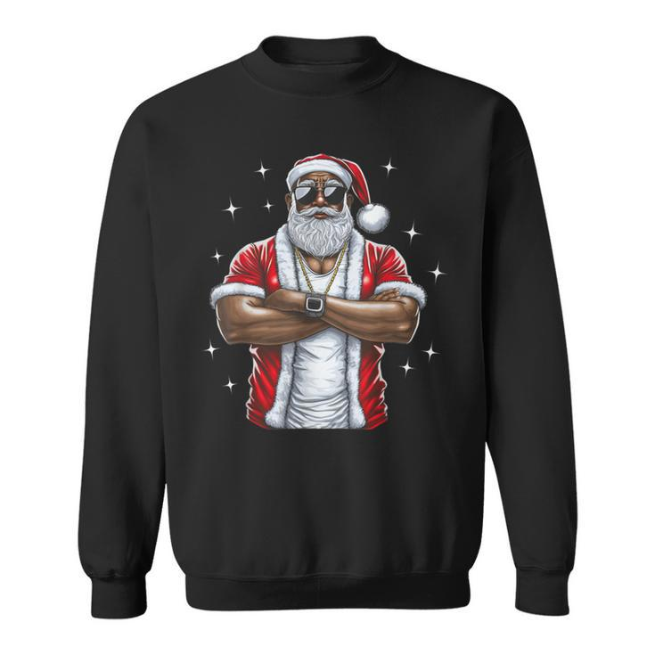 African American Santa Christmas Pajama Cool Black X-Mas Sweatshirt
