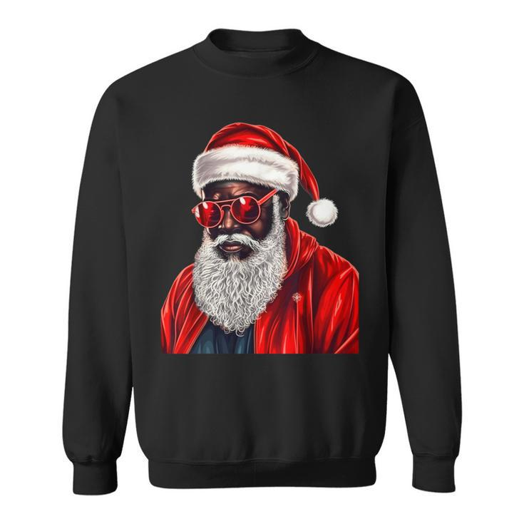 African American Santa Claus Family Christmas Black Sweatshirt