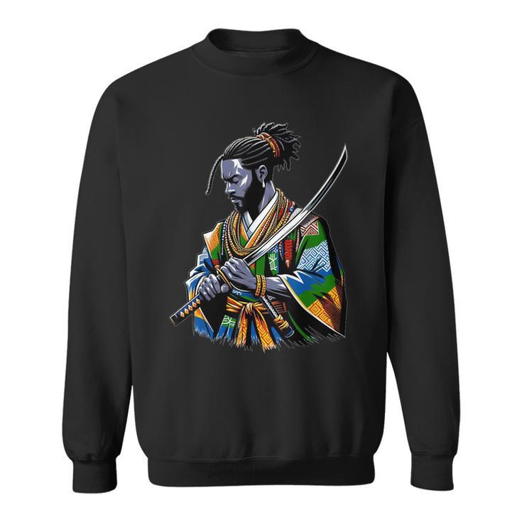 Afro American Samurai Anime Cartoon Japanese Bushido Warrior Sweatshirt