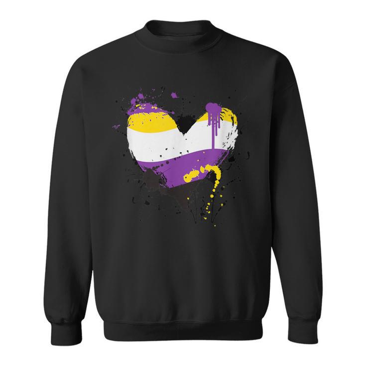 Agender Paintsplash Heart For Non-Binary Pride Flag Sweatshirt