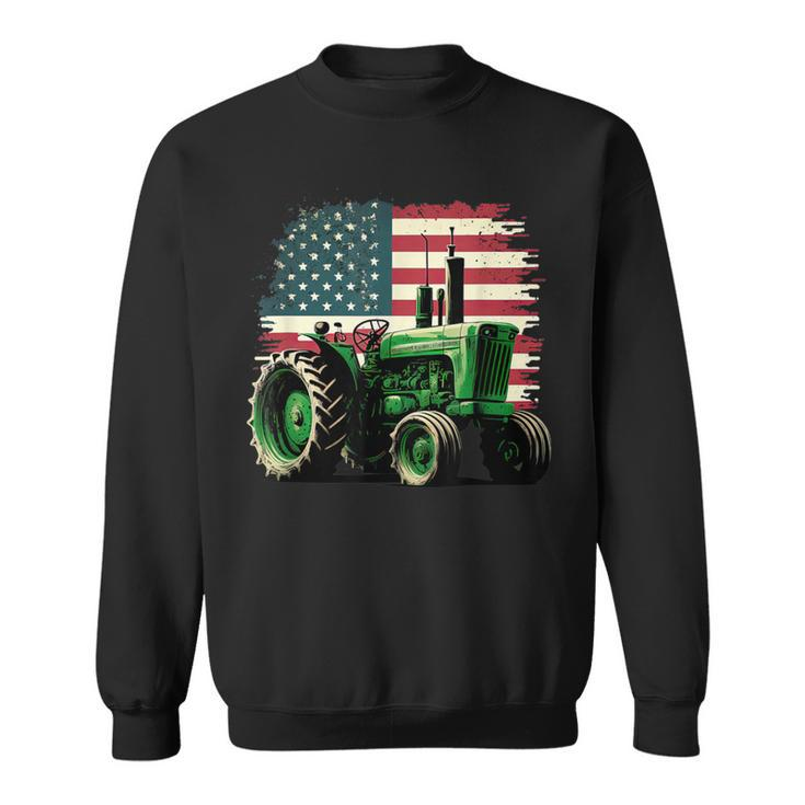 Agriculture Farm Tractor Usa Flag Tractor American Farm Usa Sweatshirt