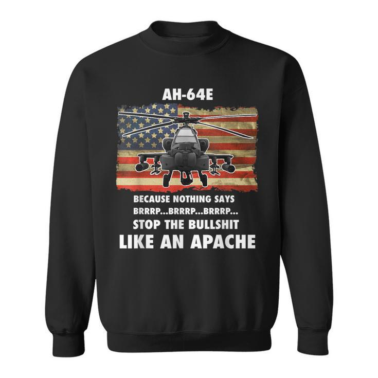 Ah-64E Apache Helicopter Military And Veteran Vintage Flag Sweatshirt