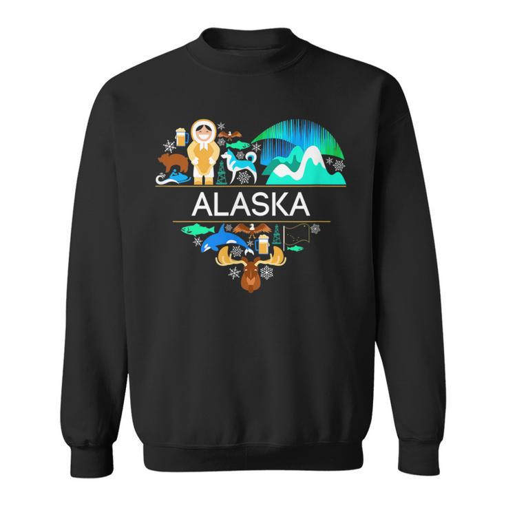 Alaska Icon Heart With Alaska Alaskan Pride Sweatshirt