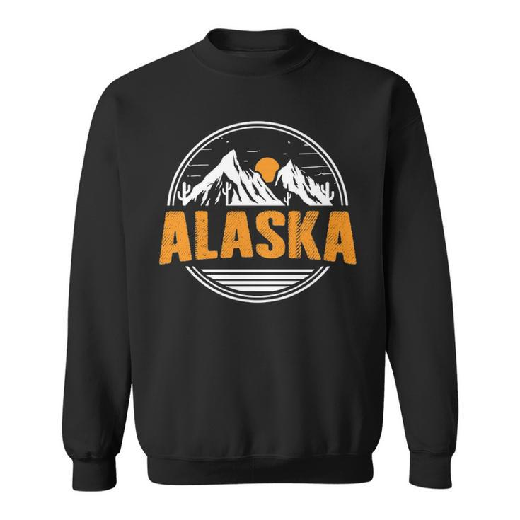 Alaska Vintage Mountains Sunrise Alaskan Pride Sweatshirt