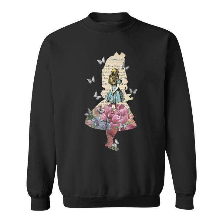 Alice In Wonderland Magical Garden -Intage Book Sweatshirt