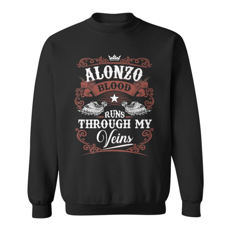 Alonzo Blood Runs Through My Veins Family Name Vintage Sweatshirt