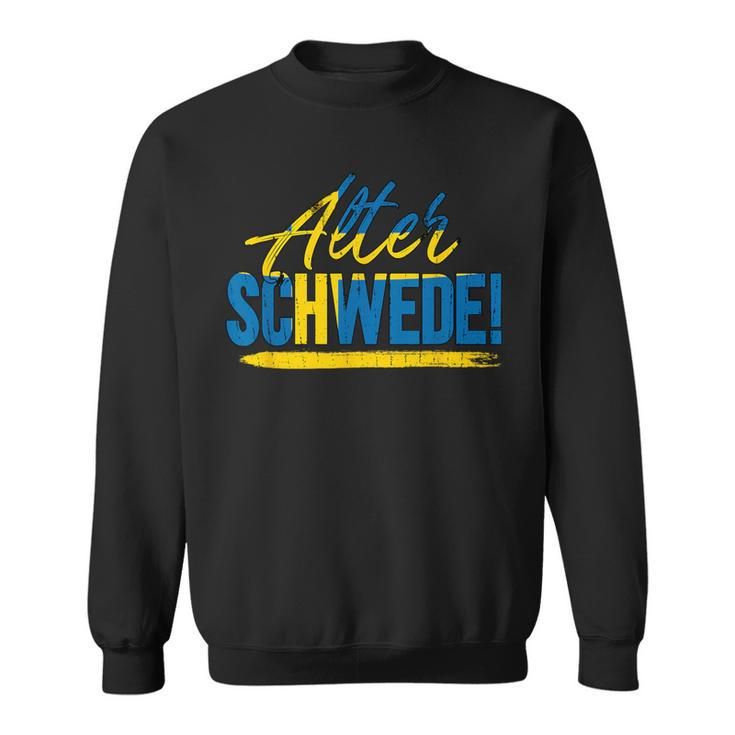 Alter Schwede! Schwarzes Sweatshirt, Blau-Gelber Aufdruck, Unisex