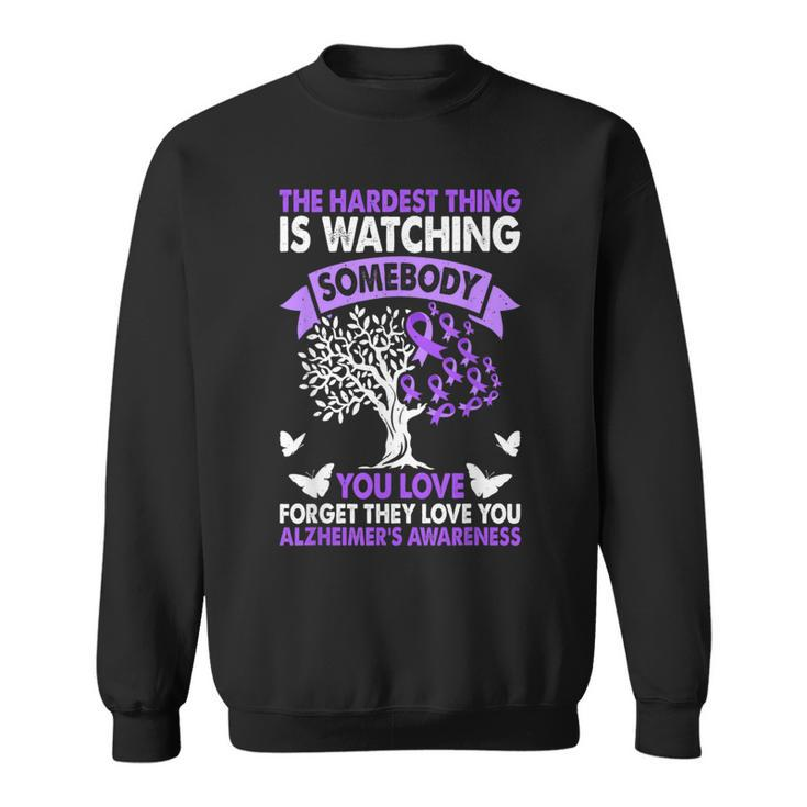 Alzheimer's Awareness Love Support Purple Ribbon Month Sweatshirt