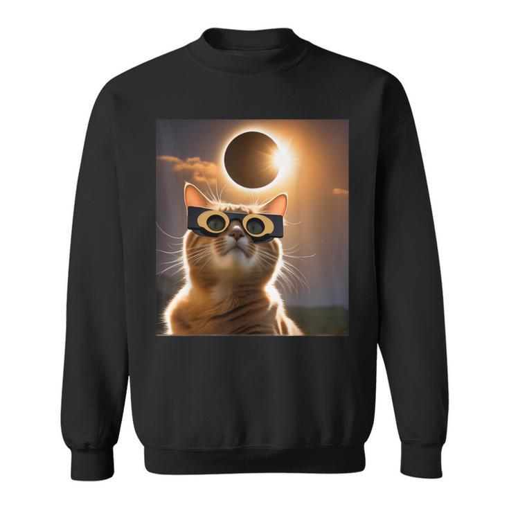 America Totality 04 08 24 Solar Eclipse 2024 Cat Selfie Sweatshirt