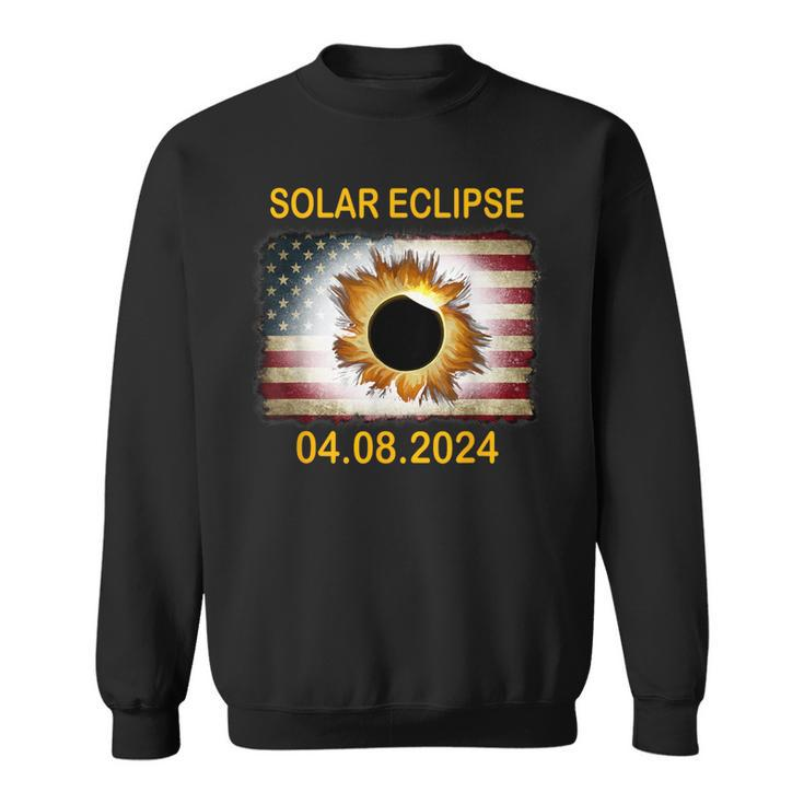 America Totality 04 08 24 Total Solar Eclipse 2024 Usa Flag Sweatshirt