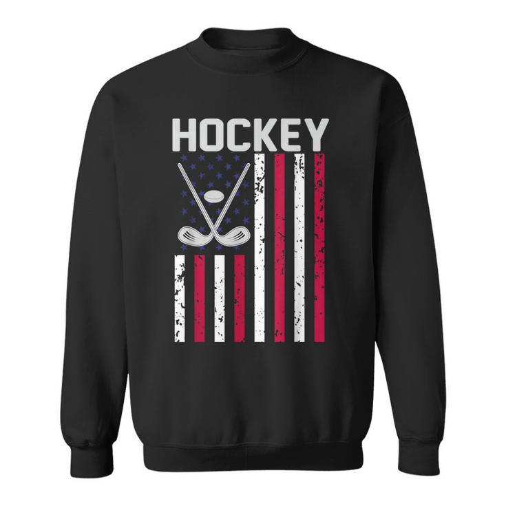 American Flag Hockey Apparel 4Th July Boys Father's Day Sweatshirt