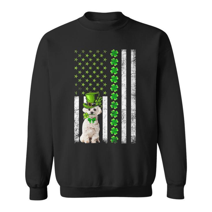 American Flag Maltese Dog St Patricks Day Sweatshirt