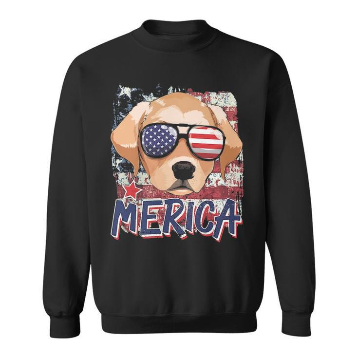 American Flag Merica Labrador Retriever 4Th Of July Boys Sweatshirt