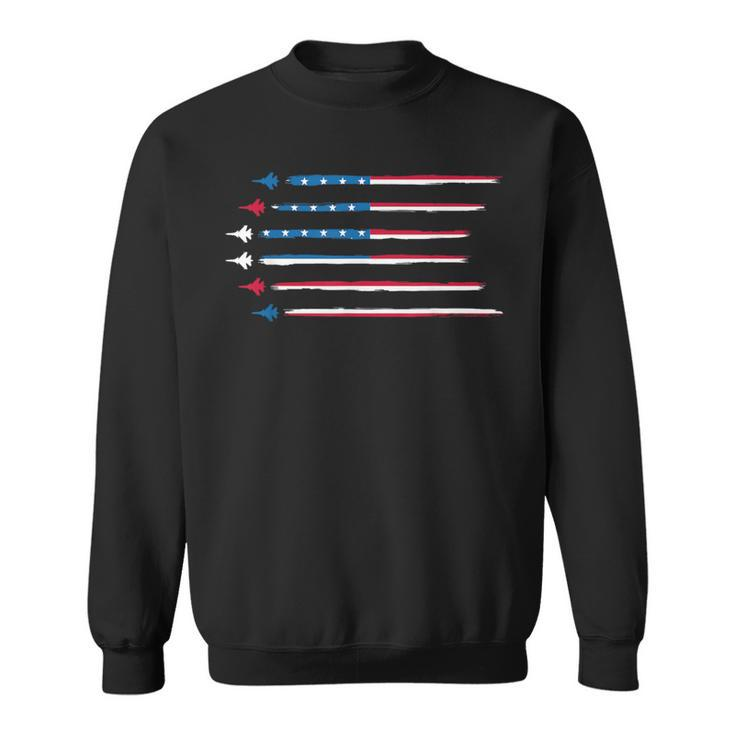 American Flag Military Jet Plane Aviation Sweatshirt