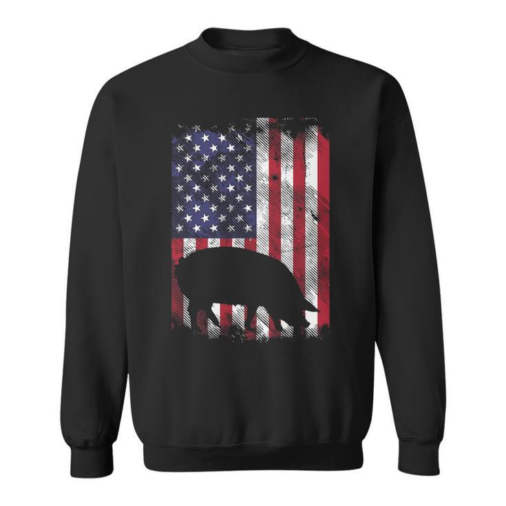 American Flag Pig Vintage Farm Animal Patriotic Piggy Sweatshirt