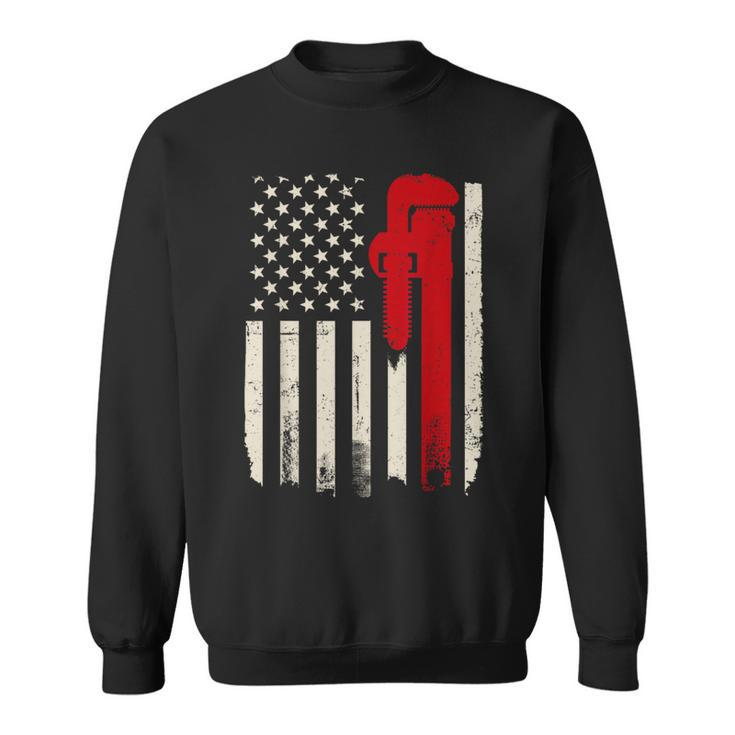 American Plumber Flag Patriotic Plumbing Wrench Pipefitter Sweatshirt