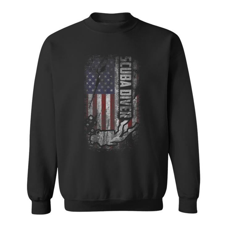 American Scuba Diving Patriot Usa Flag Scuba Diver Sweatshirt