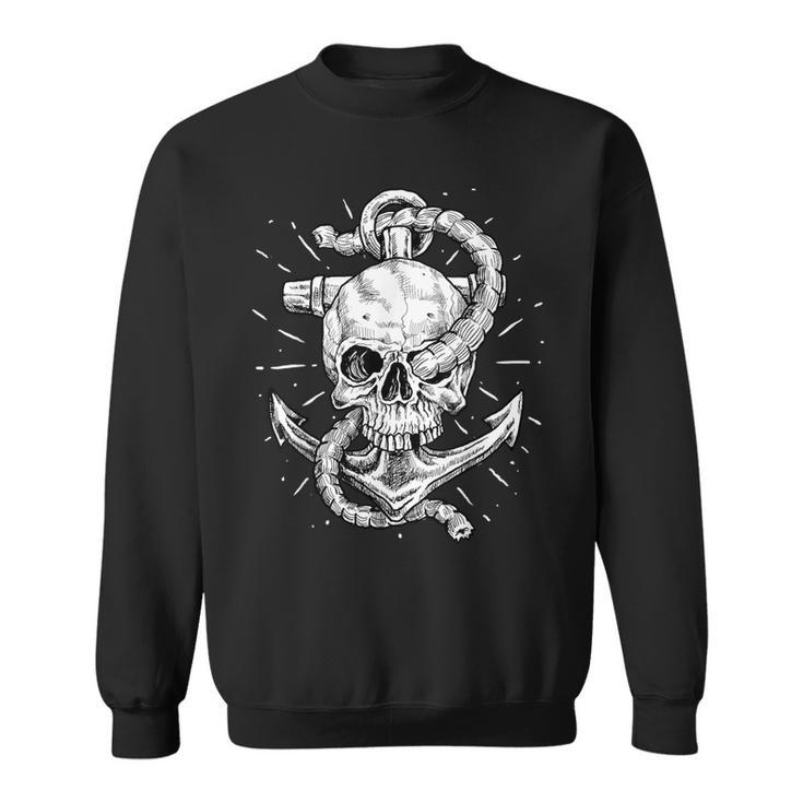 Anchor And Skull Boat Captain Maritime Skeleton Sweatshirt