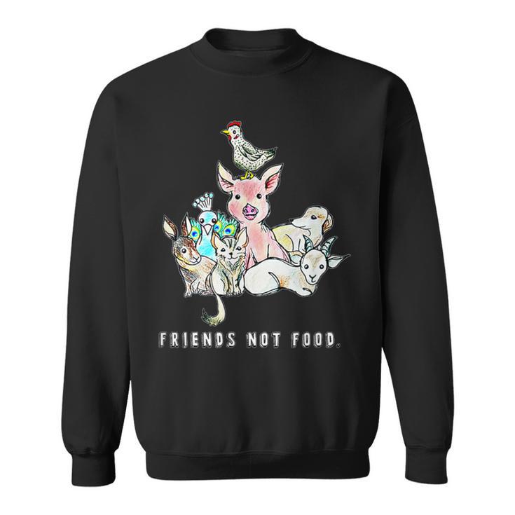 Animals Are Friends Not Food Pig Cow Sheep Vegan Vegetarian Sweatshirt Monsterry