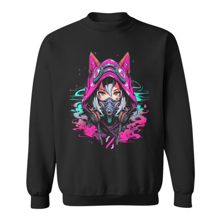 Anime Manga Kitsune Cyberpunk Aesthetic Techwear Harajuku Sweatshirt