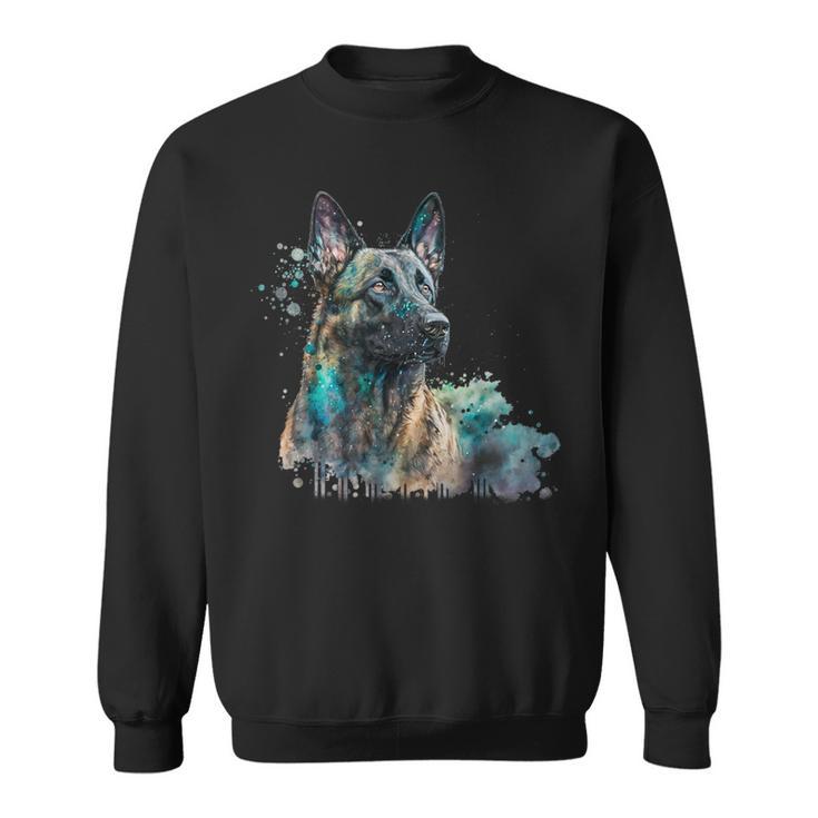 Aquarell Splash Dutchie Hollandse Herder Dutch Shepherd Sweatshirt