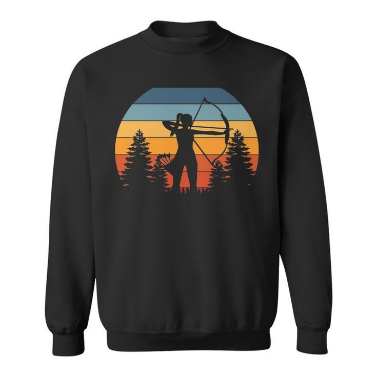 Archery Girl Archer Bow Vintage Retro Sunset Sweatshirt
