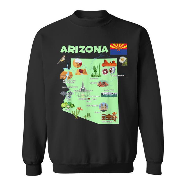 Arizona State Map Us Tourist Attractions Cities Flag Sweatshirt