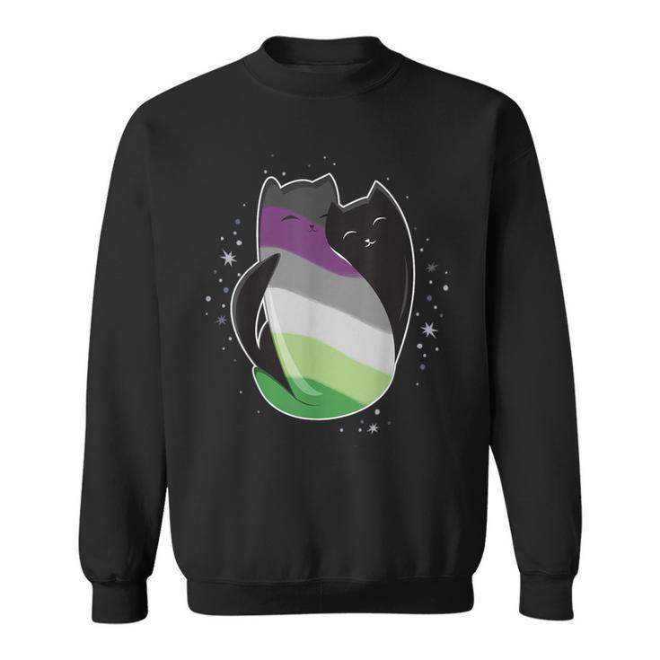 Aroace Cat Lgbt Gay Asexual Aromantic Pride Flag Aro Ace Sweatshirt