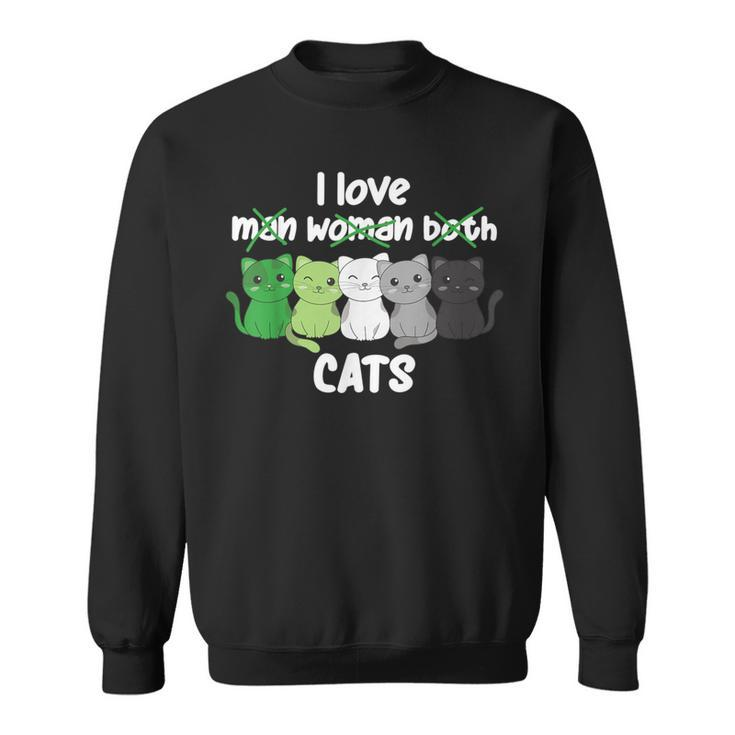 Aromantic Flag Pride Lgbtq Cats Cute Aromantic Cat Sweatshirt