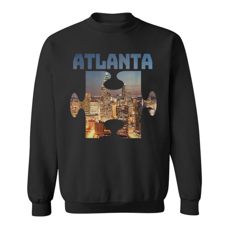 Atlanta Georgia City Skyline Souvenir Puzzle Piece Sweatshirt