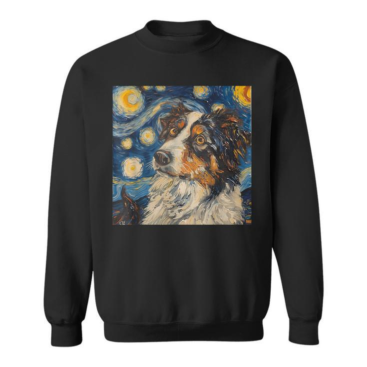 Australian Shepherd Dog Van Gogh Style Starry Night Sweatshirt