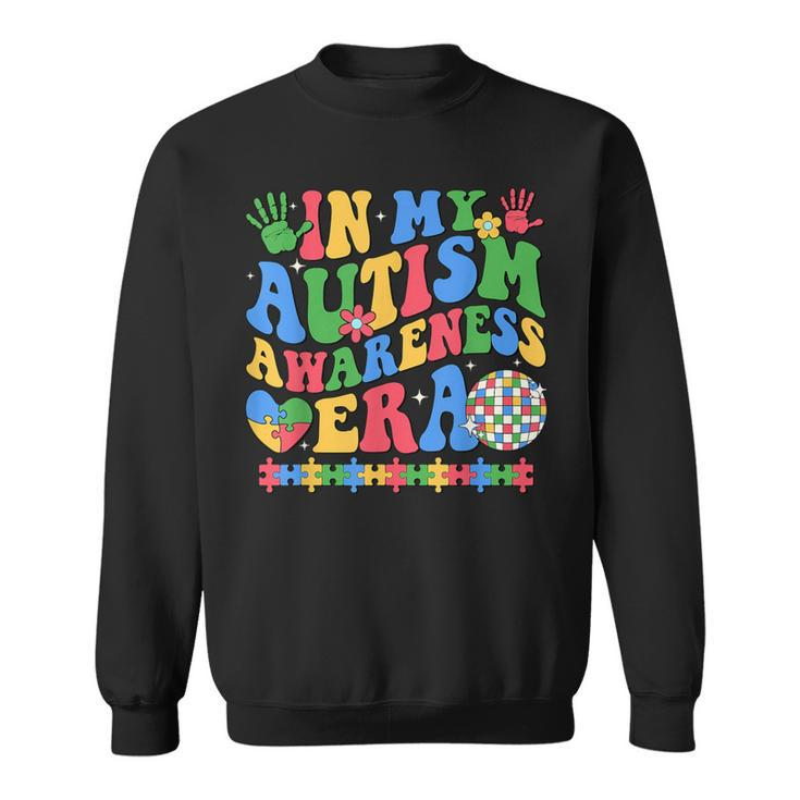 In My Autism Awareness Era Retro Disco In April We Wear Blue Sweatshirt