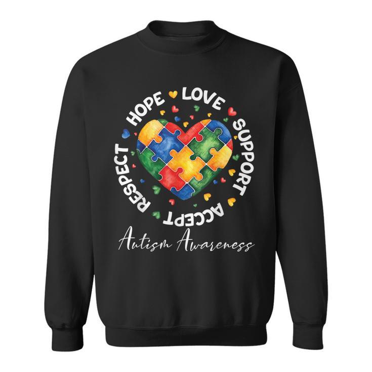 Autism Awareness Love Heart Puzzle Pieces Sweatshirt