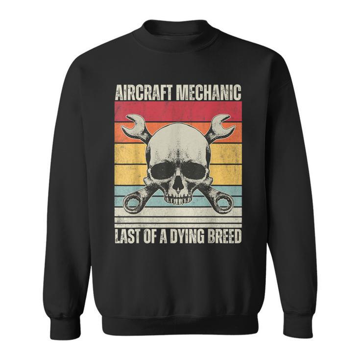 Aviation Mechanic Vintage Skull Vintage Aircraft Mechanic Sweatshirt