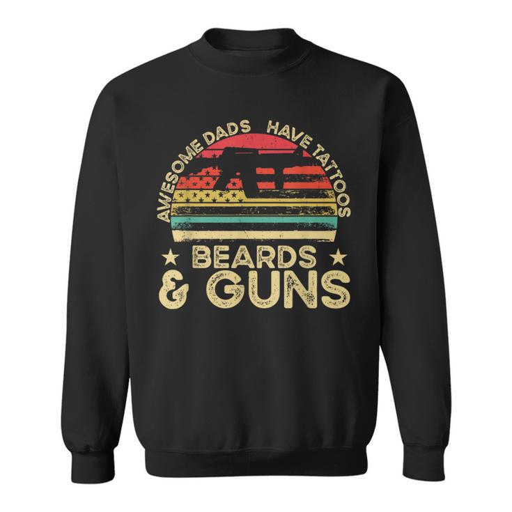 Awesome Dads Have Tattoos Beards & Guns Father's Day Mens Sweatshirt