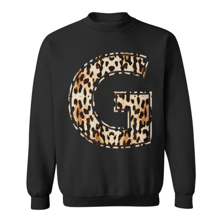 Awesome Letter G Initial Name Leopard Cheetah Print Sweatshirt