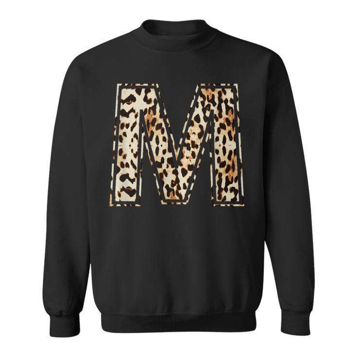 Awesome Letter M Initial Name Leopard Cheetah Print Sweatshirt