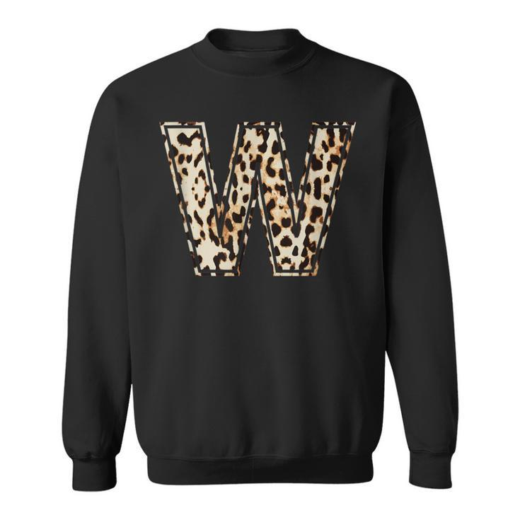 Awesome Letter W Initial Name Leopard Cheetah Print Sweatshirt