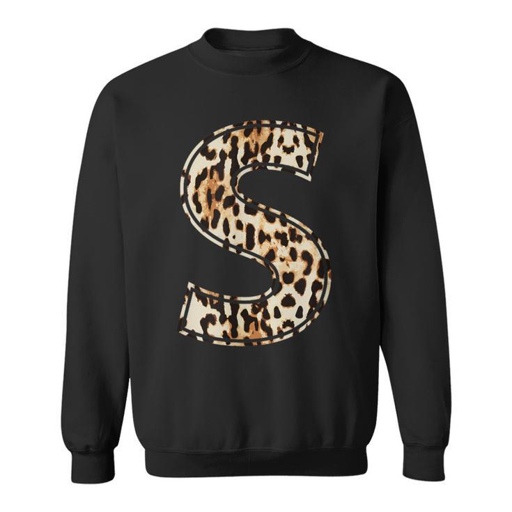Awesome Letter S Initial Name Leopard Cheetah Print Sweatshirt