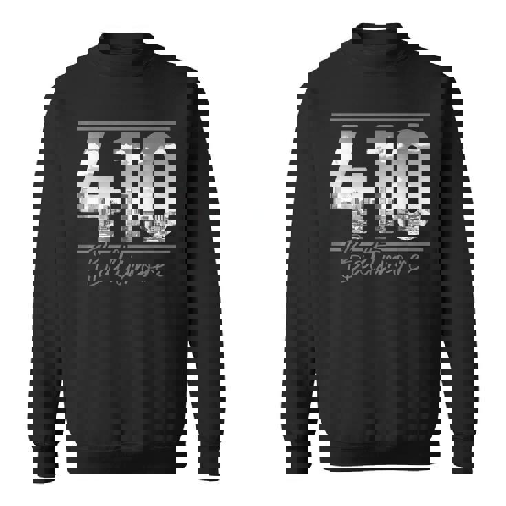 Baltimore 410 Area Code Skyline Maryland Vintage Long Sleeve