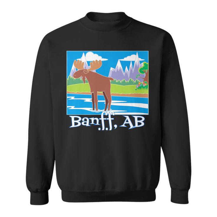 Banff Colorful Moose Nature Wildlife Summer Spring Sweatshirt