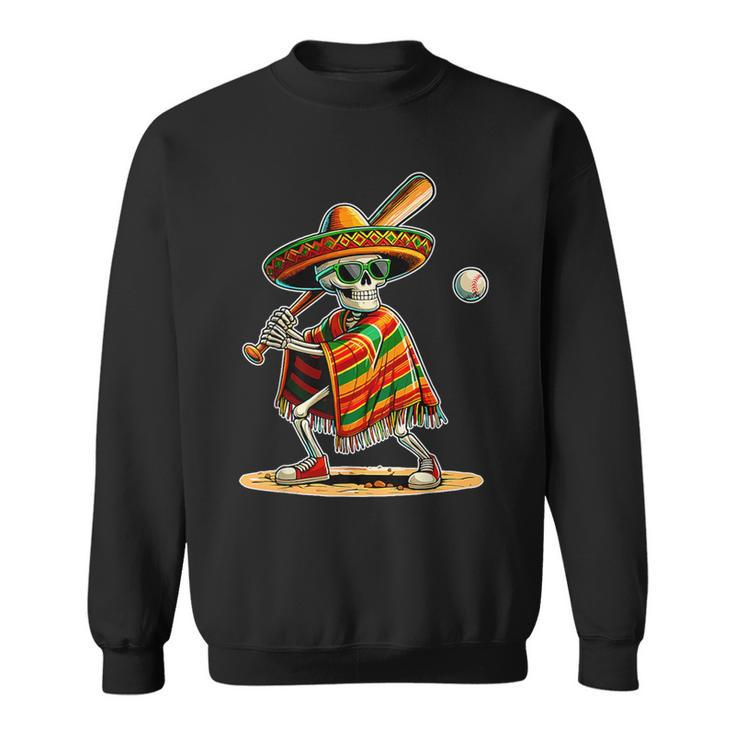 Baseball Skeleton Mexican Sombrero Cinco De Mayo Sweatshirt