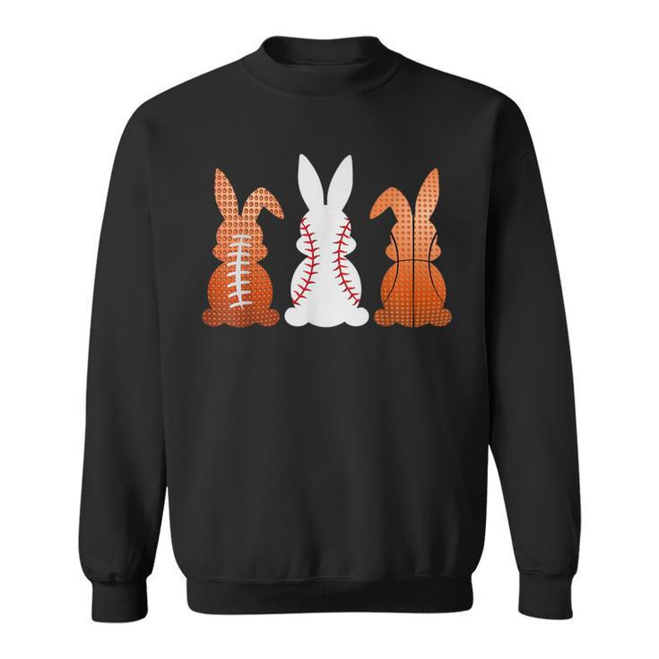 Basketball Baseball Football Sports Easter Bunny Rabbits Sweatshirt
