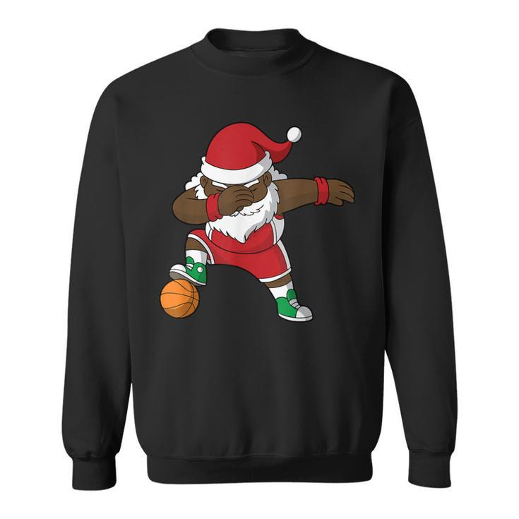 Basketball Dabbing Black African American Santa Claus Sweatshirt