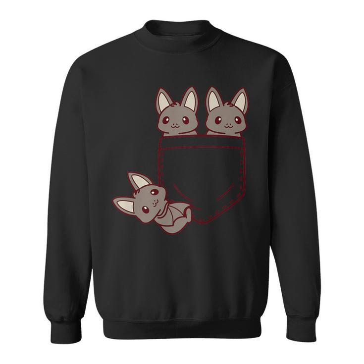 For Bat Lovers Cute Kawaii Baby Bat In Pocket Sweatshirt