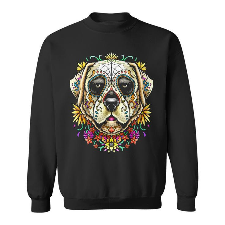 Bdaz Labrador Lab Dog Sugar Skull Day Of The Dead Sweatshirt