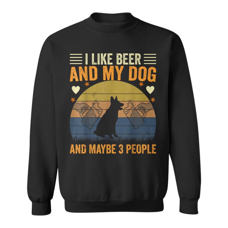 I Like Beer And My Dog And Maybe 3 People Vintage Sweatshirt