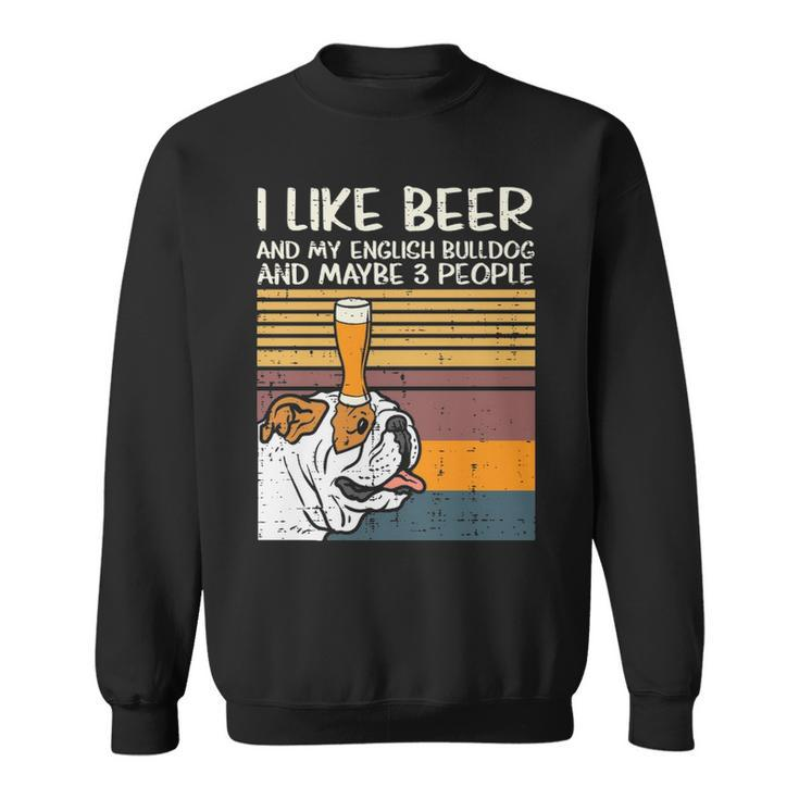 Beer English Bulldog 3 People Drinking Dog Lover Sweatshirt