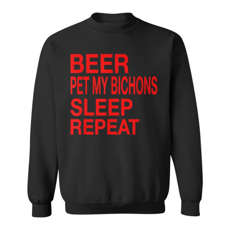 Beer Pet Bichons Sleep Repeat Red LDogCuteLove Sweatshirt